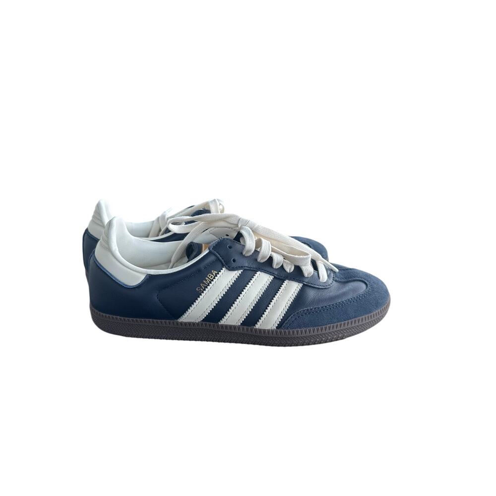 Adidas Samba OG Navy Blue White Suede Gum Sole Sneakers Shoes US 7.5